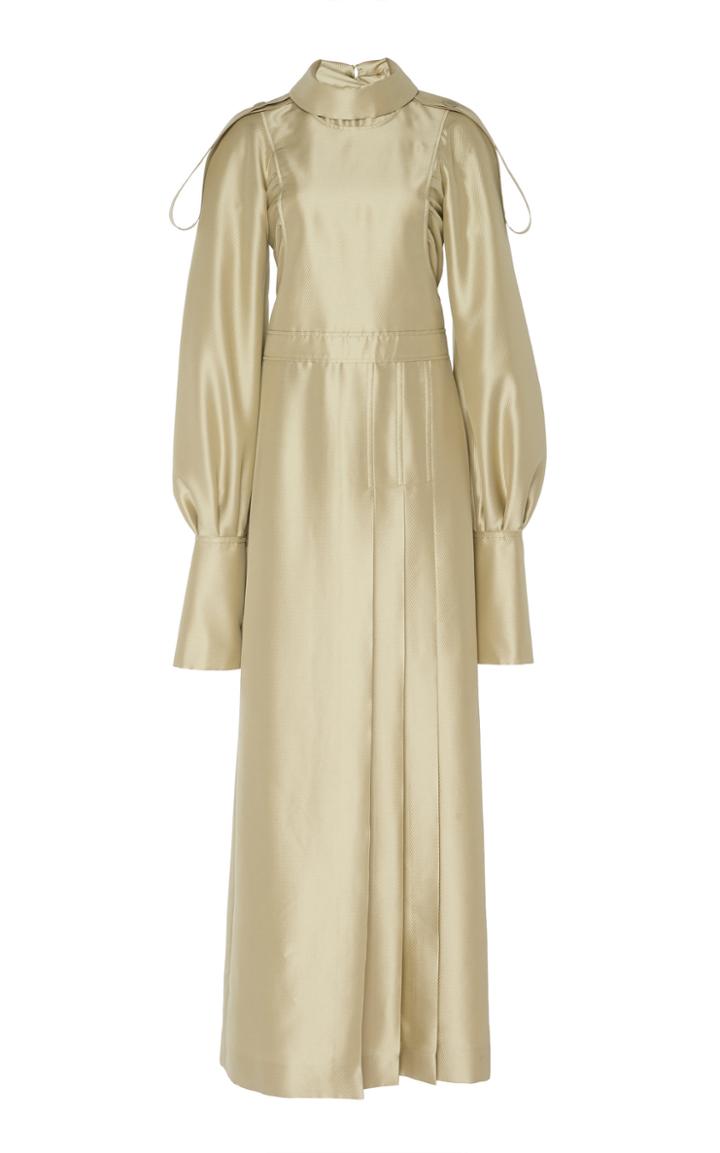 Cyclas Silk Stand Satin Collar Maxi Dress