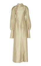 Cyclas Silk Stand Satin Collar Maxi Dress