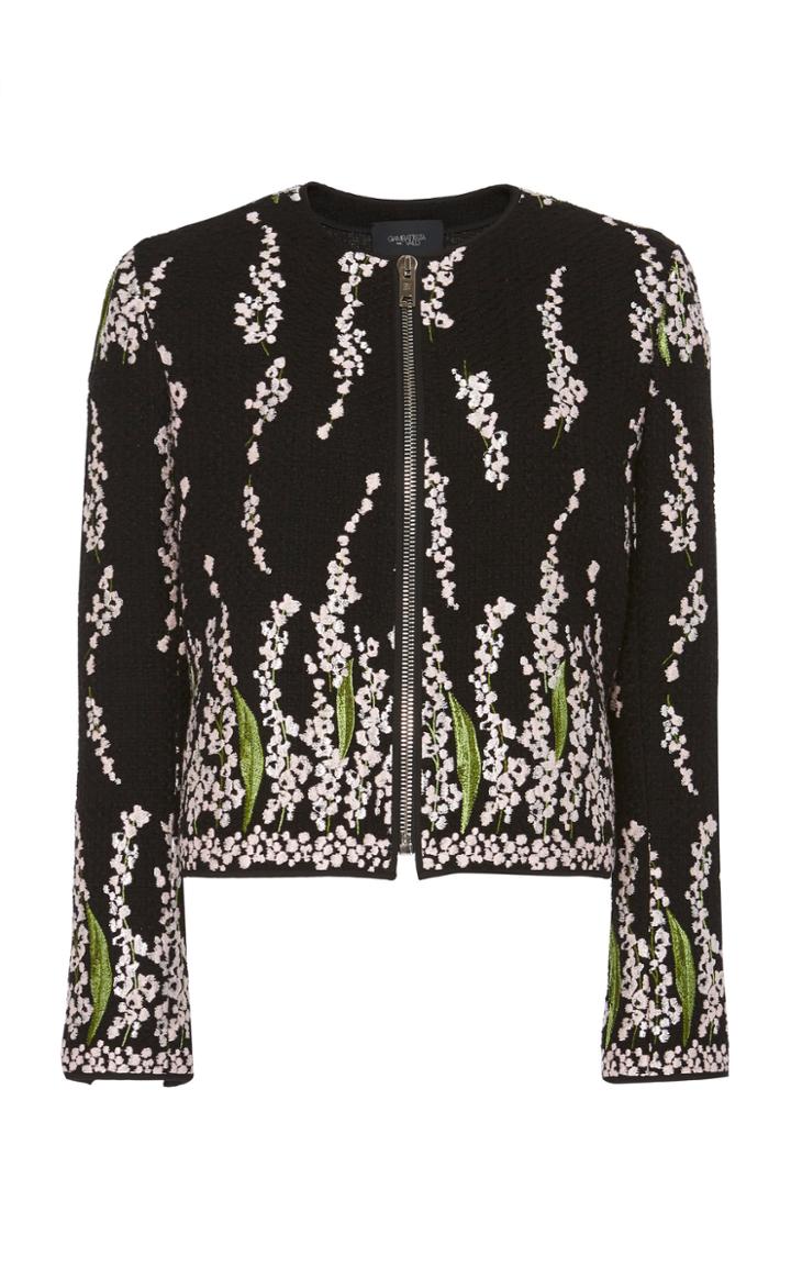 Giambattista Valli Floral-embroidered Cotton-blend Jacket