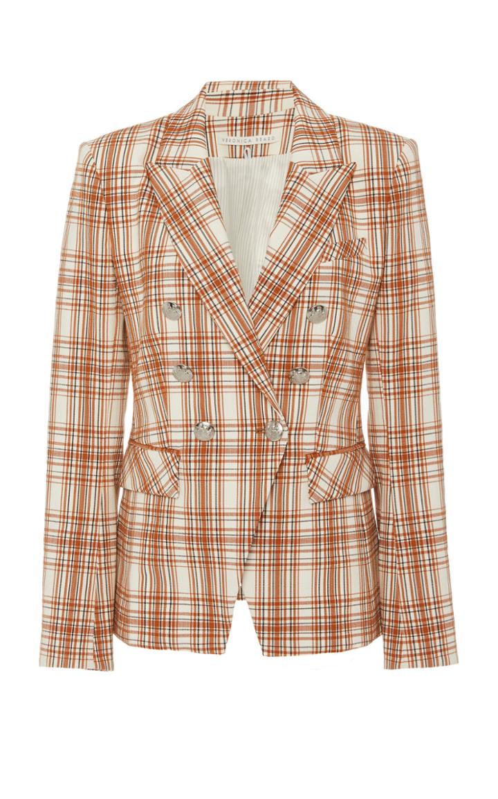 Moda Operandi Veronica Beard Miller Dickey Double-breasted Plaid Blazer Size: 00