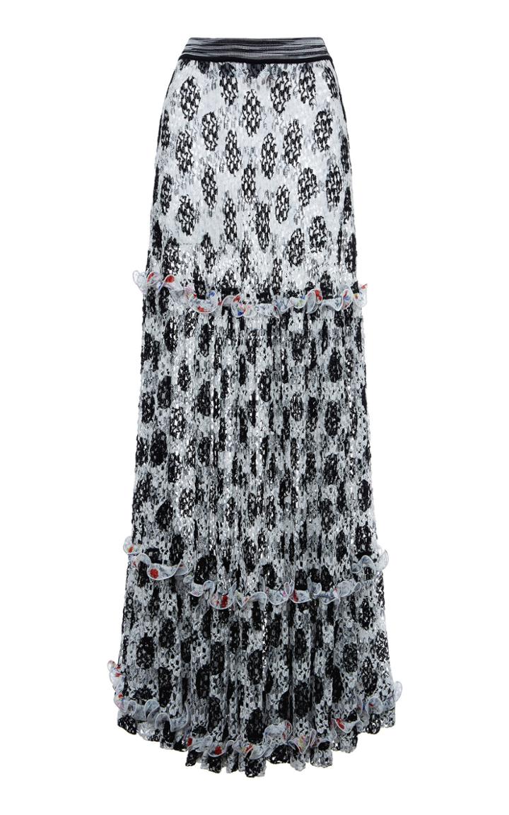 Moda Operandi Missoni Printed Ruffled Trim Maxi Skirt Size: 38