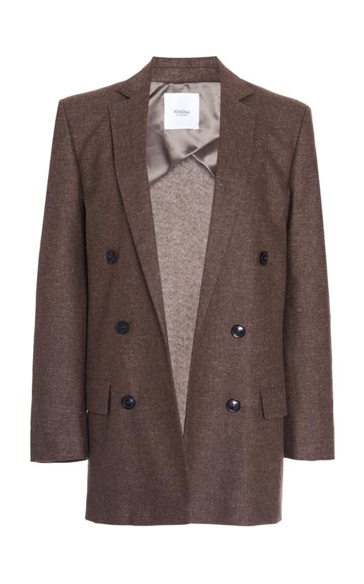 Moda Operandi Agnona Belted Wool-blend Blazer