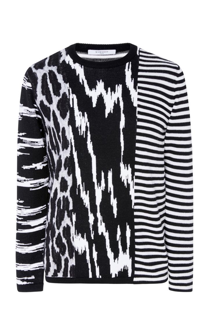 Givenchy Animal Striped Crewneck Sweater