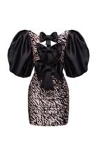 Moda Operandi Rasario Bow-embellished Ruched Zebra Chiffon Mini Dress