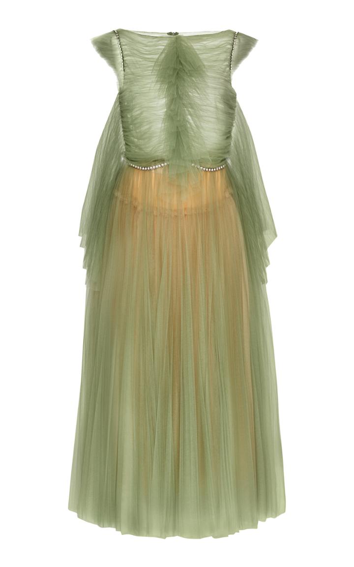 Moda Operandi Khaite Paige Ruched Organza Midi Dress Size: 0