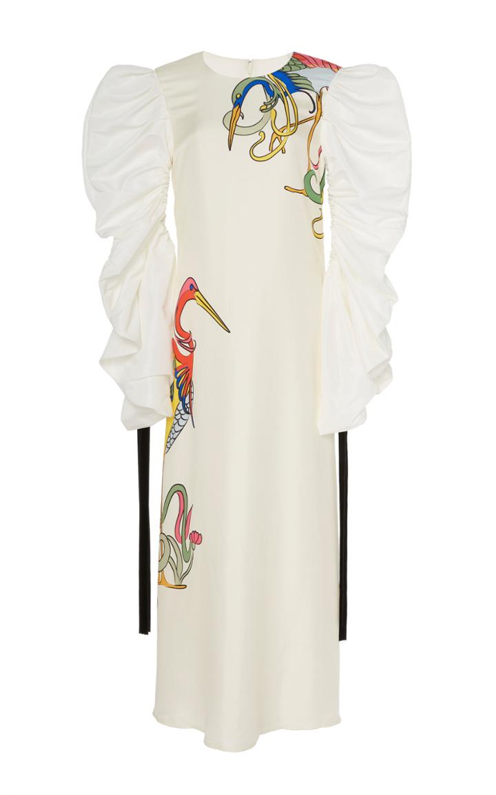 Tory Burch Gathered Sleeve Taffeta Dress