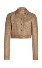Moda Operandi Saks Potts Smoke Embellished Snakeskin-effect Leather Cropped Jacket