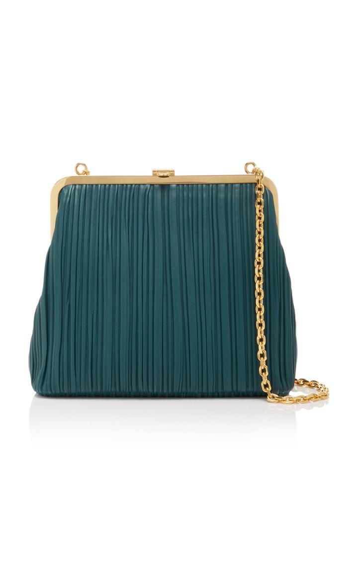 Moda Operandi Mark Cross Susanna Pleated Leather Frame Pouch Shoulder Bag