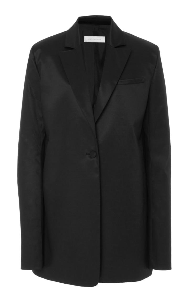 Marina Moscone Oversized Wool And Silk Satin-blend Blazer