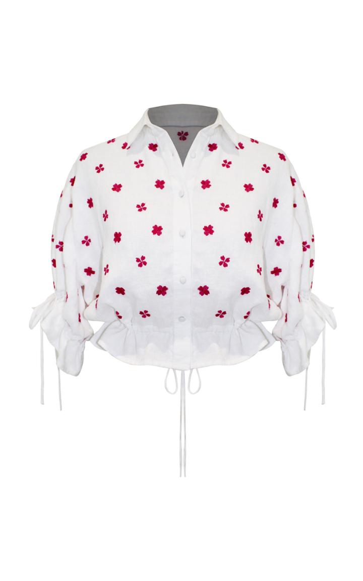 All Things Mochi Mimi Linen Embroidered Top