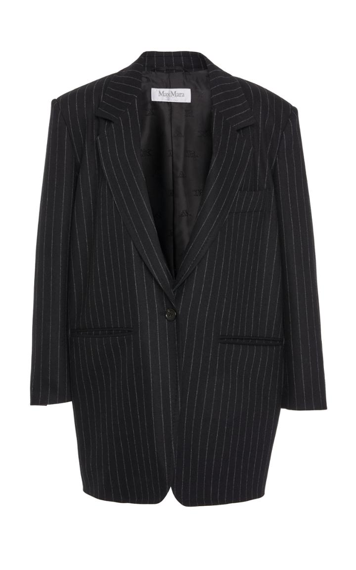 Max Mara Palo Oversized Pinstripe Wool-blend Blazer