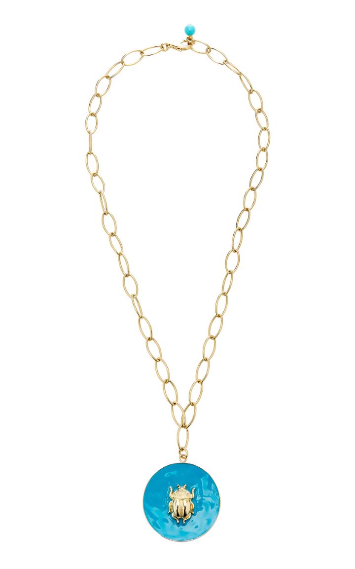 Aurlie Bidermann Elvira Scarab Pendant With Blue Enamel