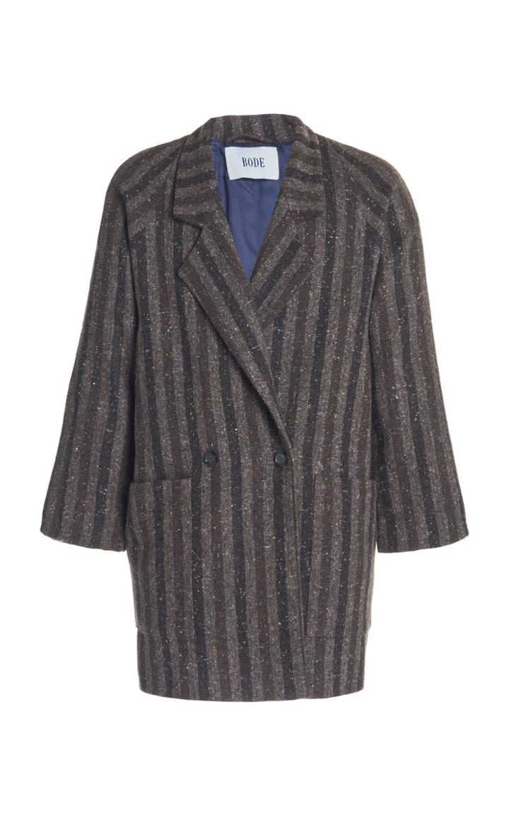 Moda Operandi Bode Hancock Stripe Double Breasted Raglan Jacket