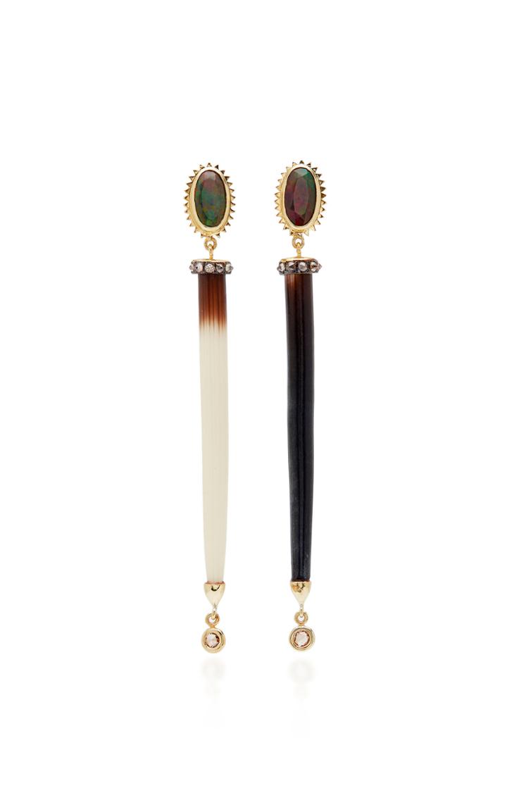 Daniela Villegas Porcupine 18k Rose Gold Enamel Earrings