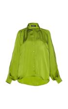 Moda Operandi Rochas Satin Button-up Top Size: 40