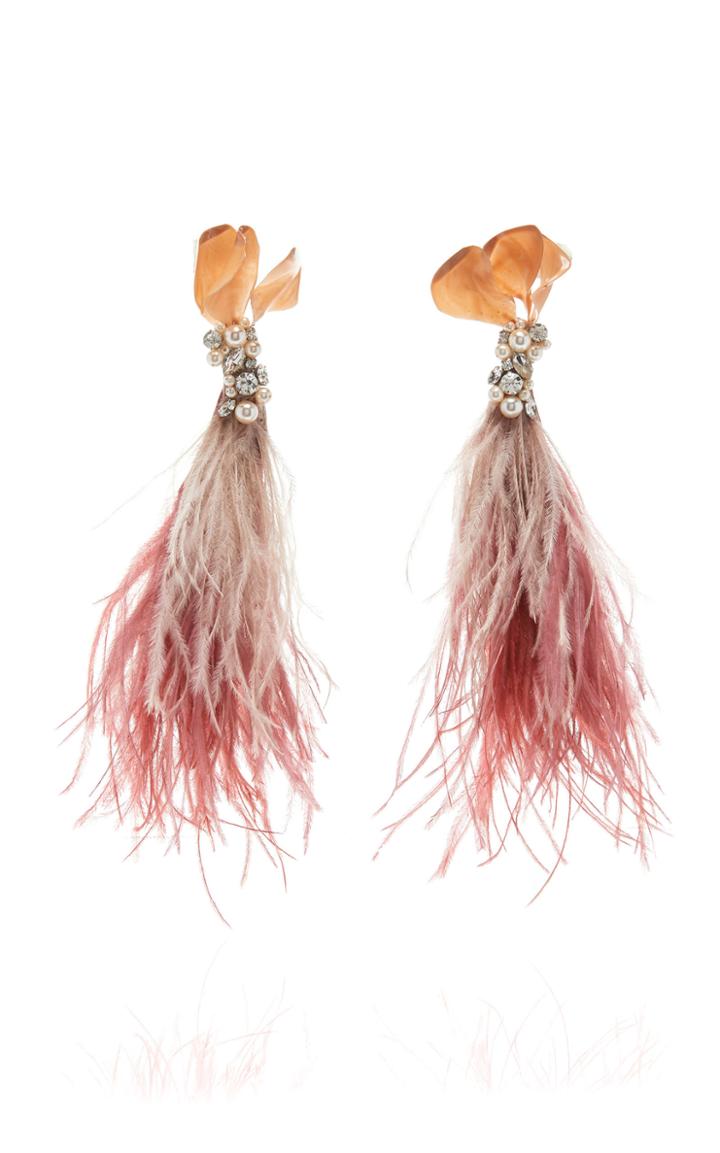 Johanna Ortiz M'o Exclusive Ballad Swarovski Crystal And Feather Earrings