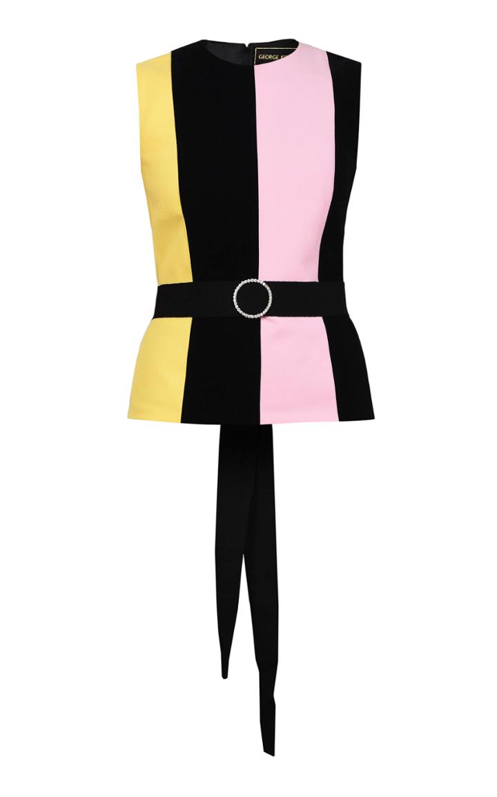 George Keburia Sleeveless Color Block Blouse