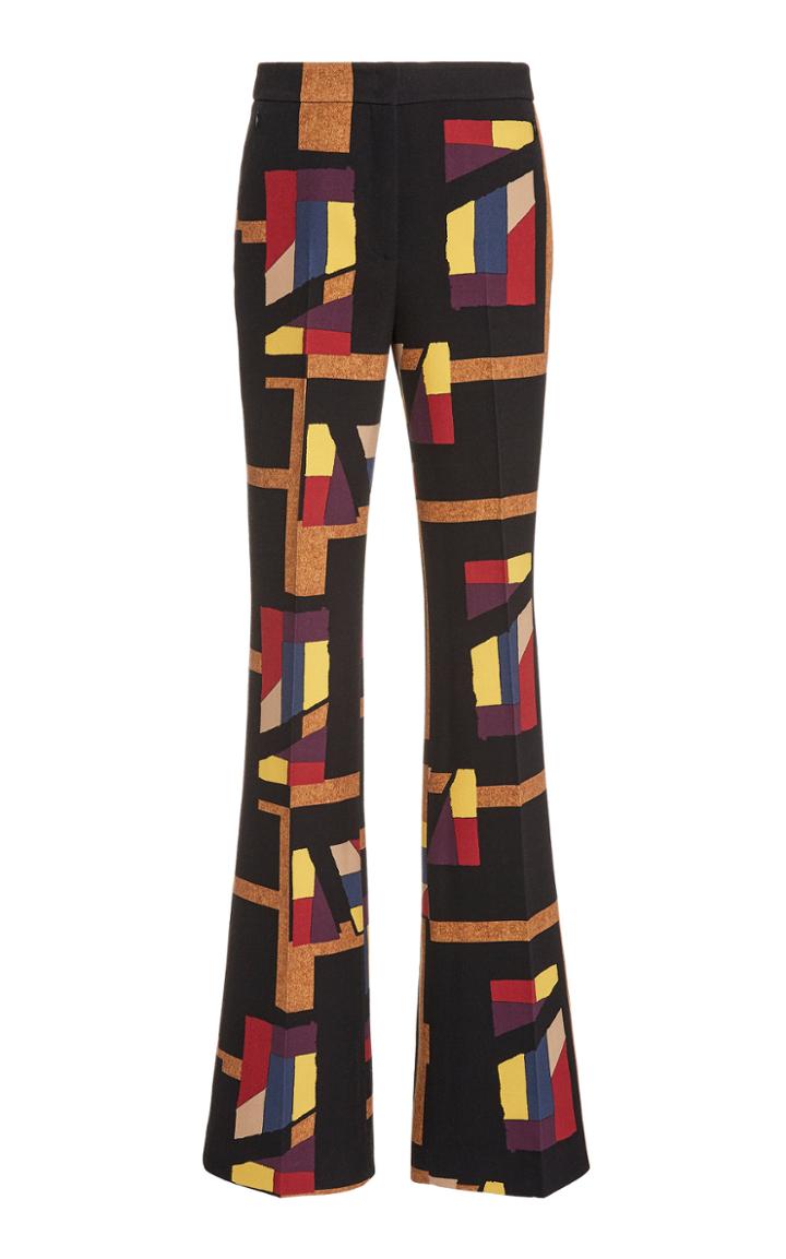 Moda Operandi Akris Farida Printed Wool-blend Flared Pants