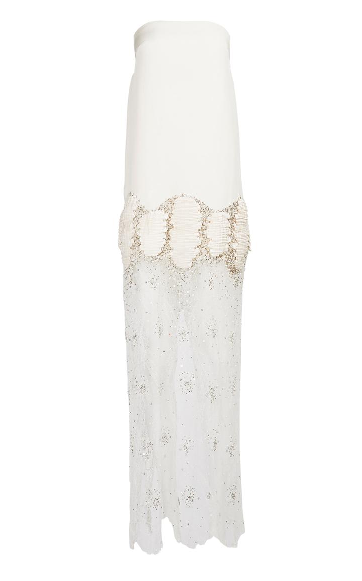 Moda Operandi Lein Gail's Silk Crepe French Embellished Lace Gown