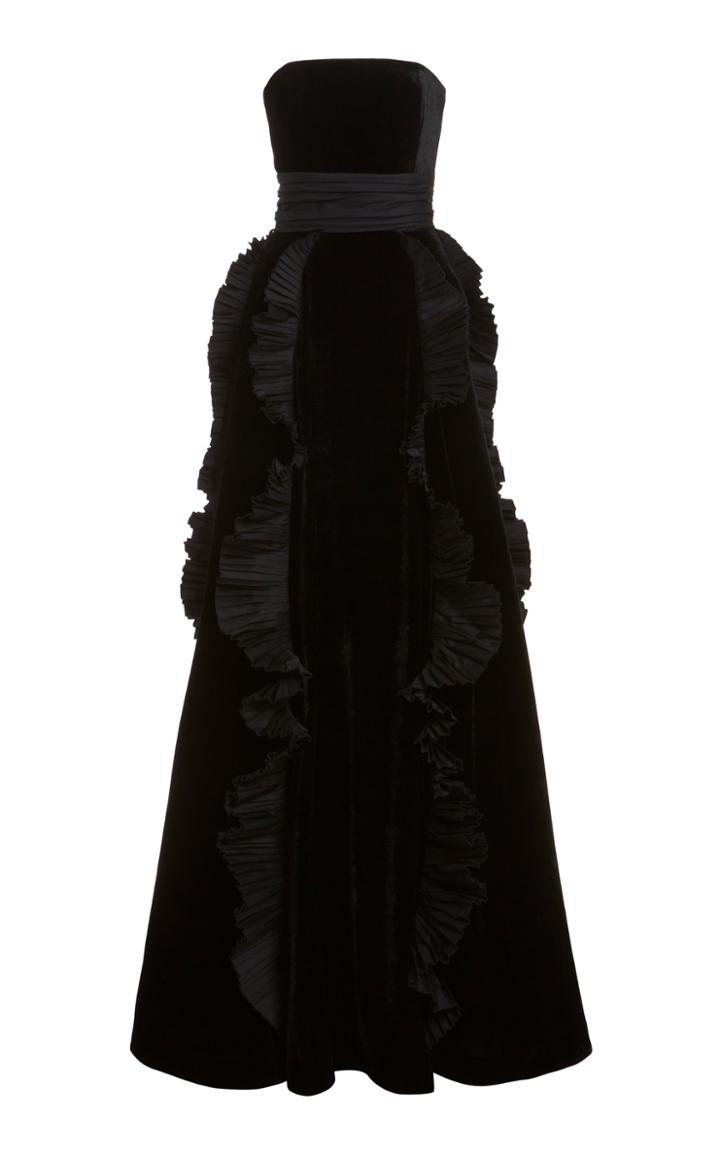 Moda Operandi Zuhair Murad Strapless Frilled Velvet Gown