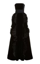 Moda Operandi Zuhair Murad Strapless Frilled Velvet Gown