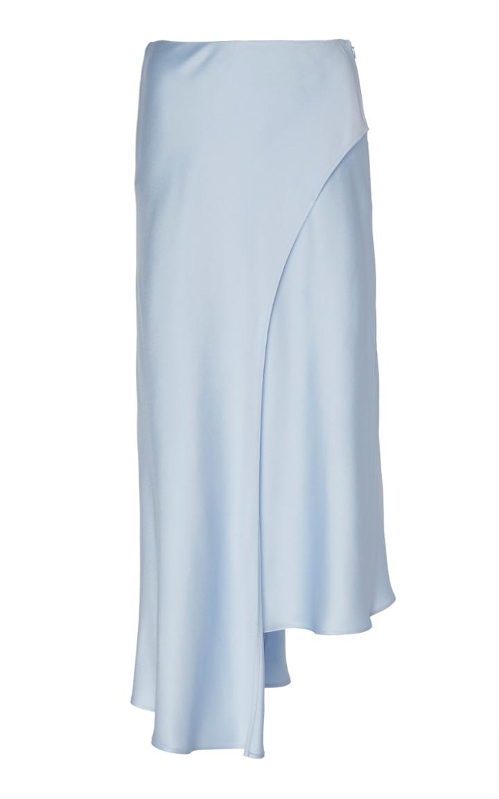 Sally Lapointe Asymmetric Satin Midi Skirt Size: 0