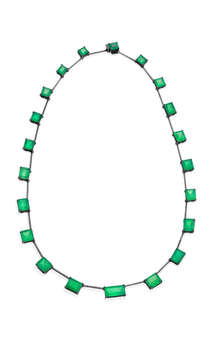 Moda Operandi Nina Runsdorf 18k Blackened Gold And Emerald Mixshape Necklace