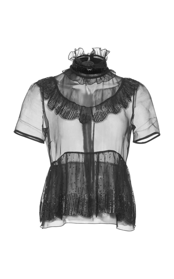 Rochas Top With Rouges And Embroidery