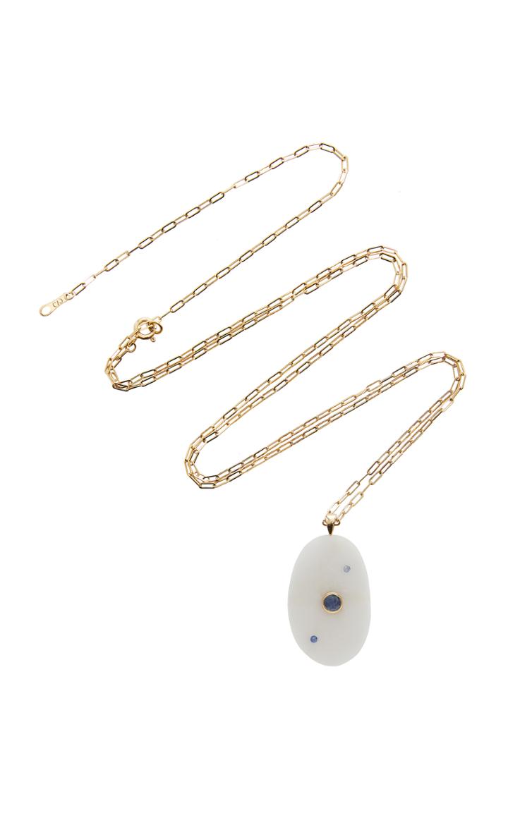 Cvc Stones Pacific 18k Gold Beach Stone And Sapphire Necklace