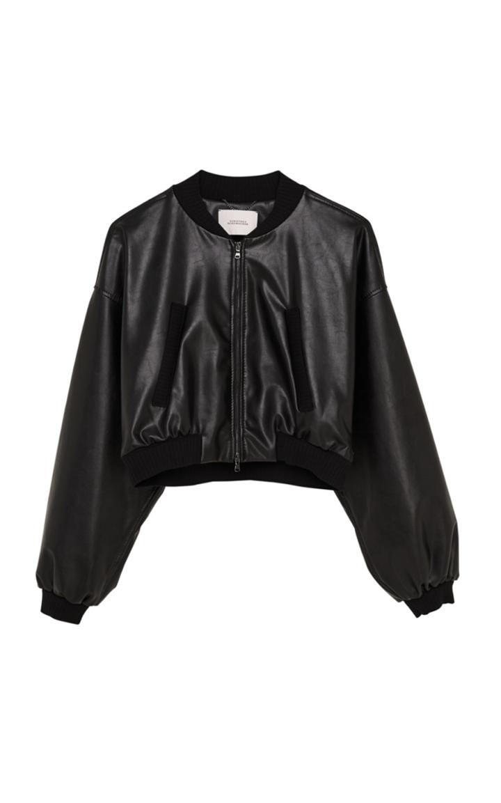 Moda Operandi Dorothee Schumacher Sleek Performance Cropped Faux Leather Bomber Jack