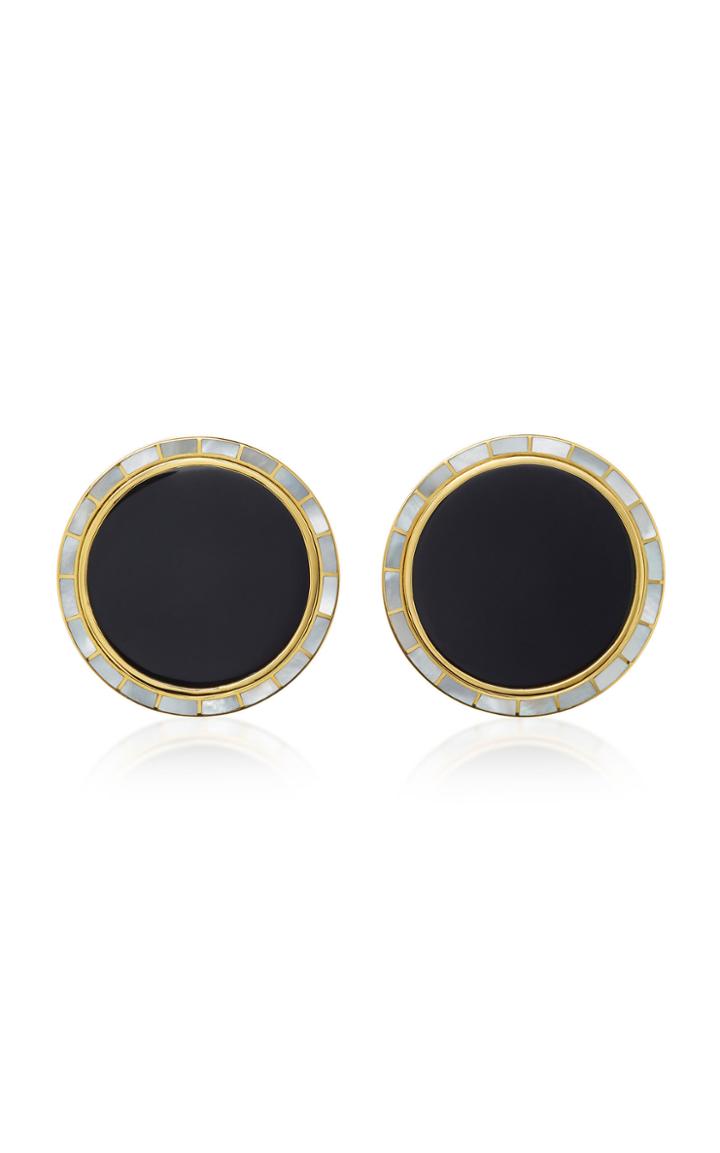 Monica Sordo Brujo Orbit 24k Gold-plated Brass Onyx Earrings