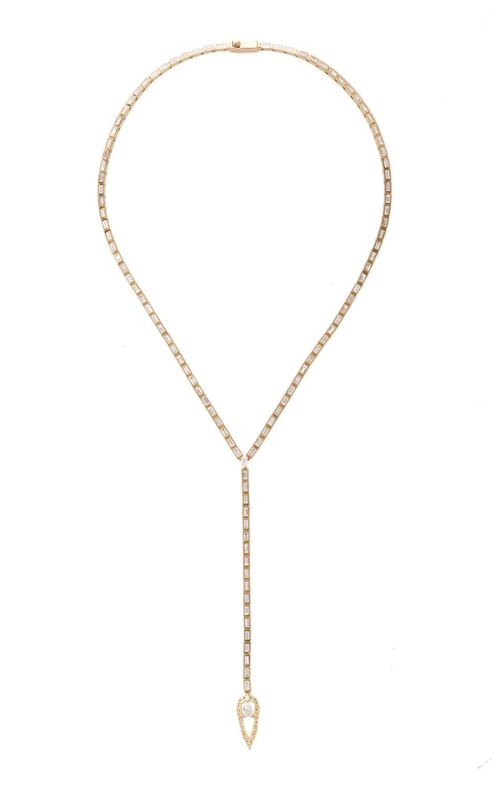 Hueb Baguette And Pear Shaped Diamond Lariat Necklace
