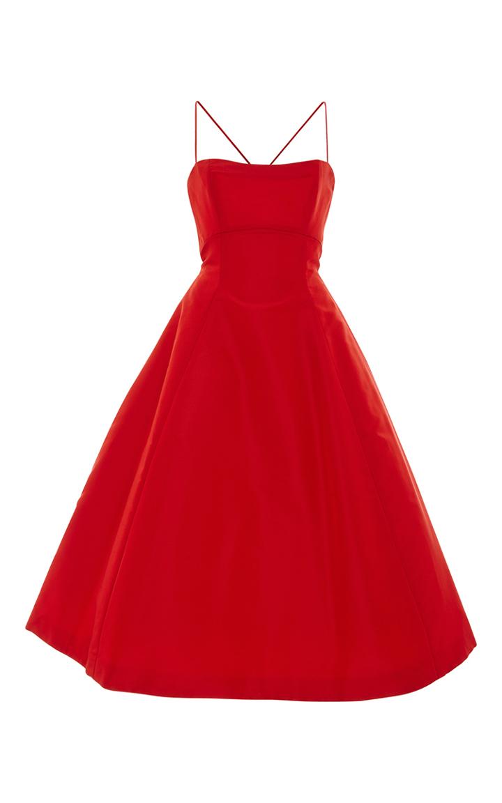Elizabeth Kennedy Tie Up Detail Tea Length Cocktail Dress