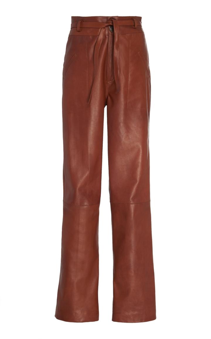 Sea Belted Lamb Leather Pants