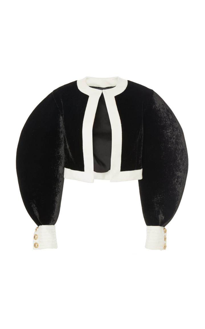 Balmain Rounded Sleeve Crewneck Velvet Jacket