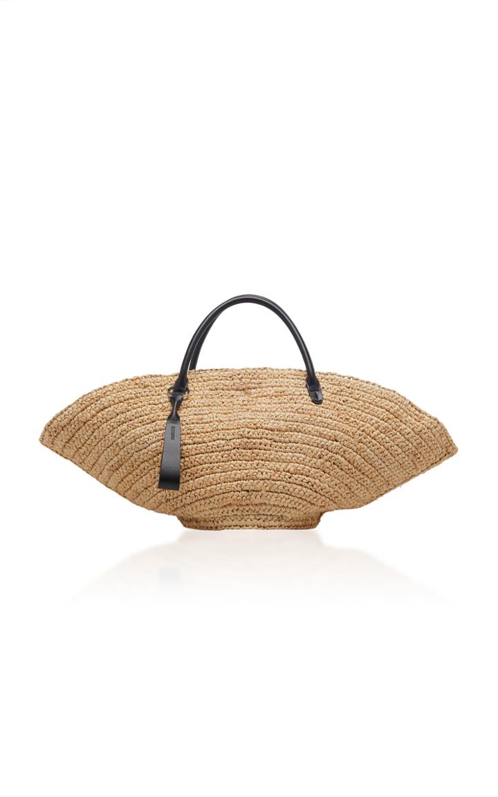Jil Sander Sombrero Medium Leather-trimmed Straw Tote