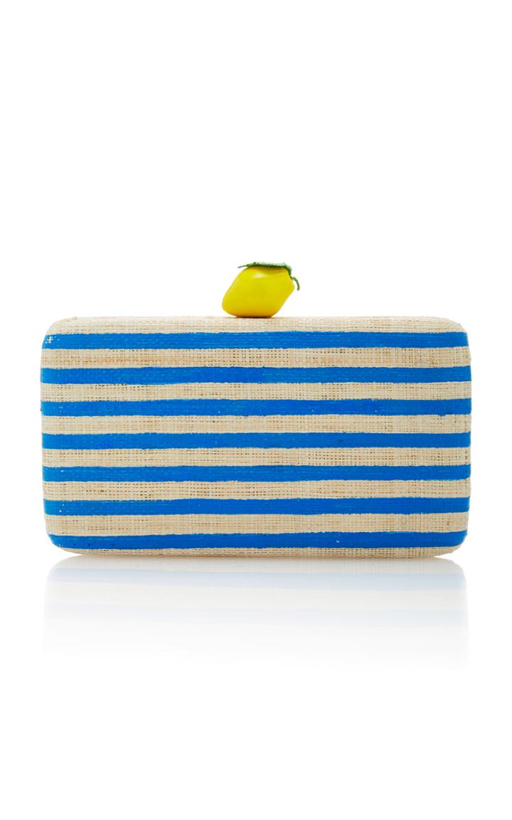 Kayu Vera Striped Raffia Clutch