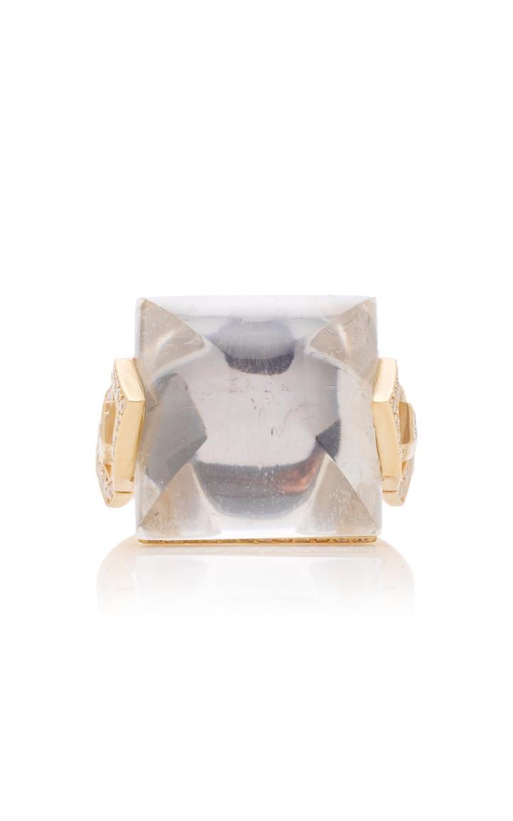 Moda Operandi Doryn Wallach Harlow Crystal Diamond Cocktail Ring Size: 7