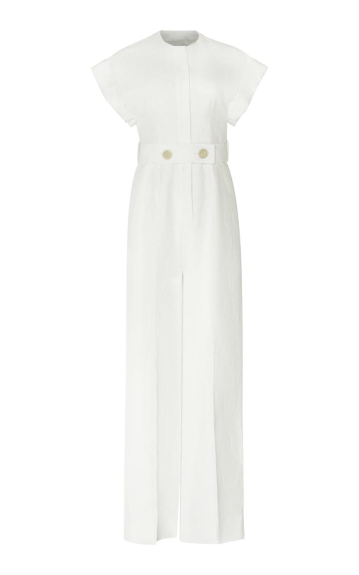 Moda Operandi Studio Amelia Glider Belted Linen-blend Jumpsuit