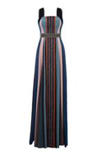 Hussein Bazaza Striped Sleeveless Dress With Sheer Panels