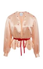 Markarian Ankh Satin Beaded Peplum Top