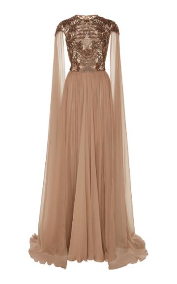 Zuhair Murad Ikebana Embroidered Chiffon Gown