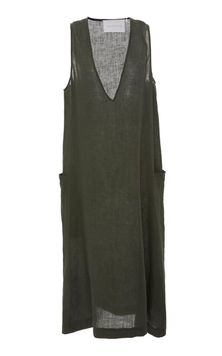 Asceno V-neck Linen Shift Dress