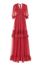 Costarellos Silk Chiffon A-line Gown