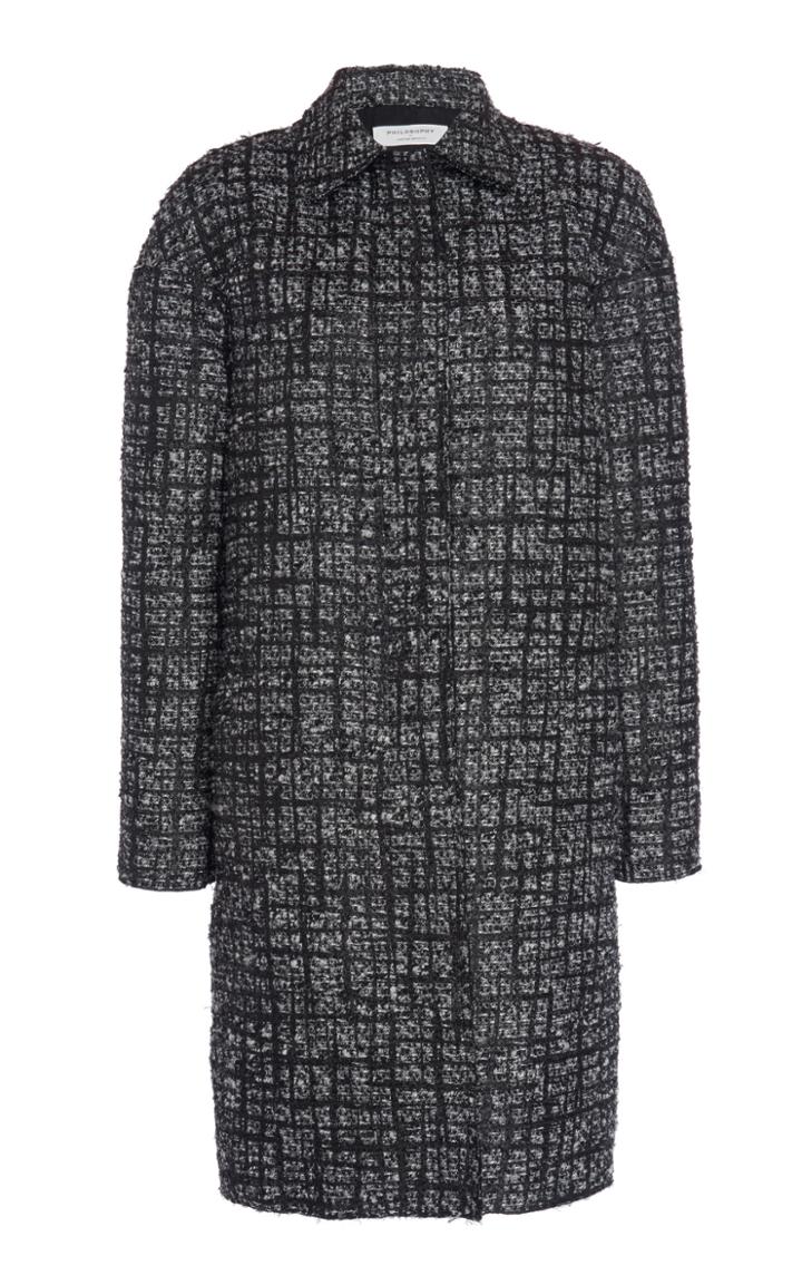Philosophy Di Lorenzo Serafini Tweed Pointed Collar Coat