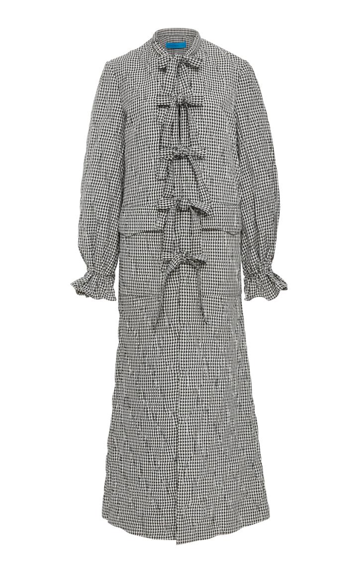 Jonathan Cohen Smocked Gingham Trench
