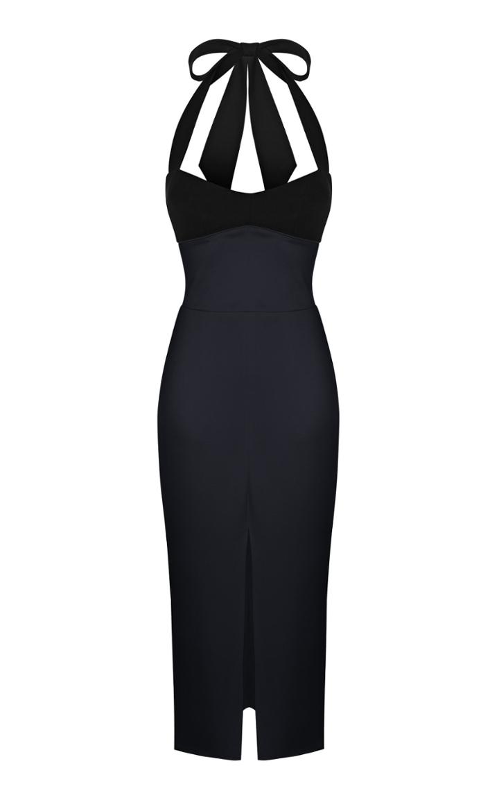 Rasario Hallterneck Crepe Midi Dress