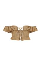 Raisa Vanessa Off The Shoulder Camel Crop Top