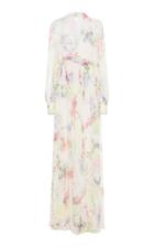 Monique Lhuillier Floral Splash Printed V-neck Gown