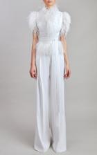 Moda Operandi Elie Saab Crepe And Feather Jumpsuit